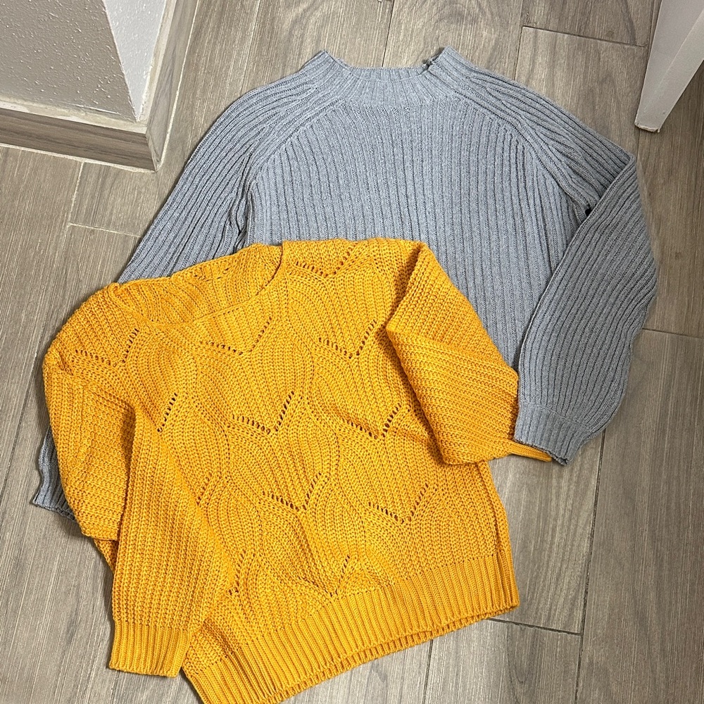 SHEIN Gray and Yellow Women Sweaters